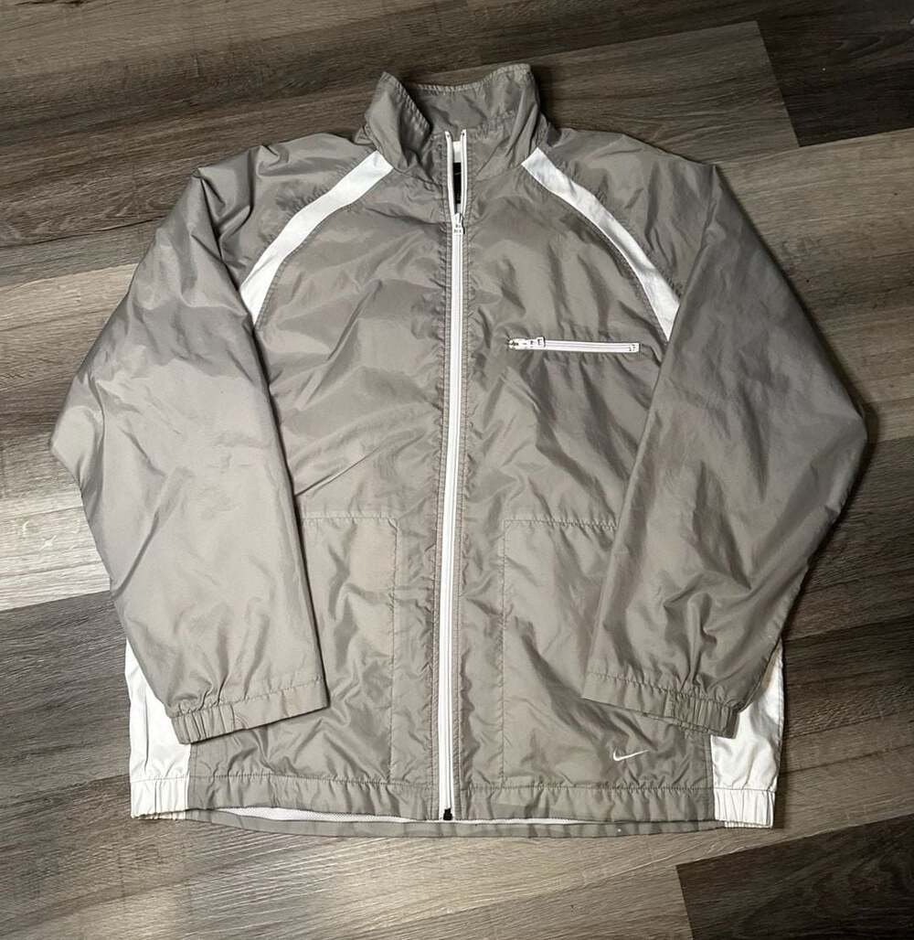 Vintage Nike Full-Zip Lightweight Windbreaker Jacket Grey and White - Picture 1 of 7